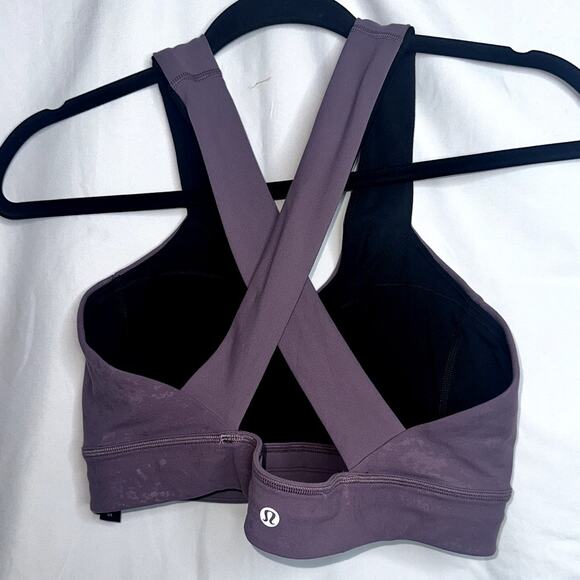 Lululemon Lab Womens Size 10 Dusty Purple Pebbled Pattern Cross Back Sports Bra - Picture 2 of 4